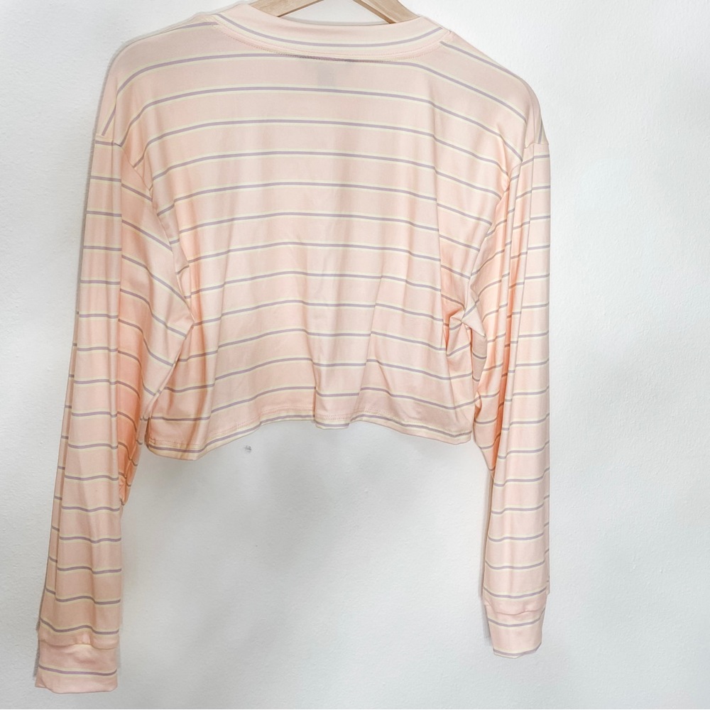 AE STUDIO pink striped cropped long sleeve shirt - Picture 3 of 3